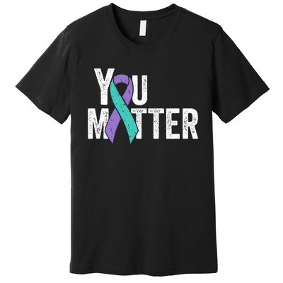 You Matter Suicide Prevention Teal Purple Awareness Ribbon Premium T-Shirt