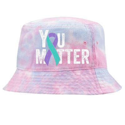 You Matter Suicide Prevention Teal Purple Awareness Ribbon Tie-Dyed Bucket Hat