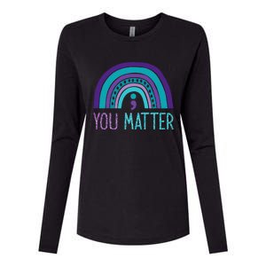 You Matter Semicolon Suicide Prevention Purple Teal Rainbow Womens Cotton Relaxed Long Sleeve T-Shirt