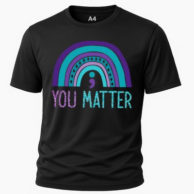 You Matter Semicolon Suicide Prevention Purple Teal Rainbow Performance Shirt