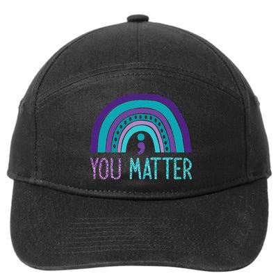 You Matter Semicolon Suicide Prevention Purple Teal Rainbow 7-Panel Snapback Hat