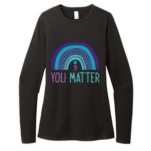 You Matter Semicolon Suicide Prevention Purple Teal Rainbow Womens CVC Long Sleeve Shirt