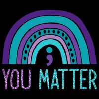 You Matter Semicolon Suicide Prevention Purple Teal Rainbow 16 in Basic Backpack