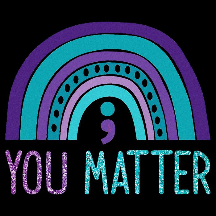 You Matter Semicolon Suicide Prevention Purple Teal Rainbow 16 in Basic Backpack