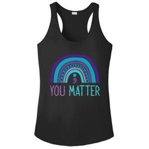 You Matter Semicolon Suicide Prevention Purple Teal Rainbow Ladies PosiCharge Competitor Racerback Tank