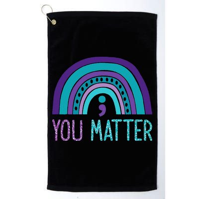You Matter Semicolon Suicide Prevention Purple Teal Rainbow Golf Towel