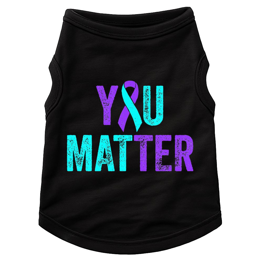 You Matter Suicide Prevention Teal Purple Awareness Ribbon Doggie Tank
