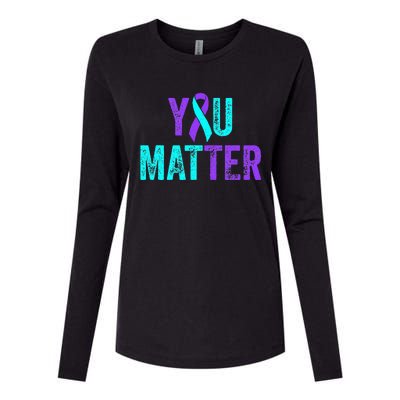 You Matter Suicide Prevention Teal Purple Awareness Ribbon Womens Cotton Relaxed Long Sleeve T-Shirt