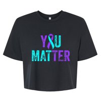 You Matter Suicide Prevention Teal Purple Awareness Ribbon Bella+Canvas Jersey Crop Tee