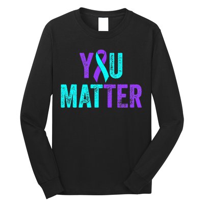 You Matter Suicide Prevention Teal Purple Awareness Ribbon Long Sleeve Shirt