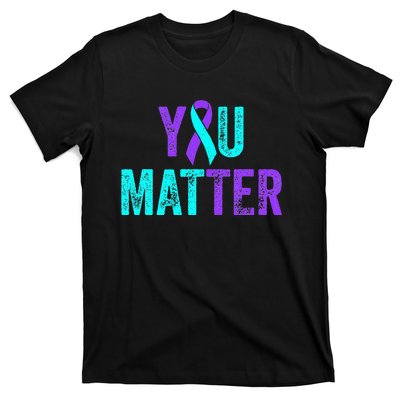 You Matter Suicide Prevention Teal Purple Awareness Ribbon T-Shirt