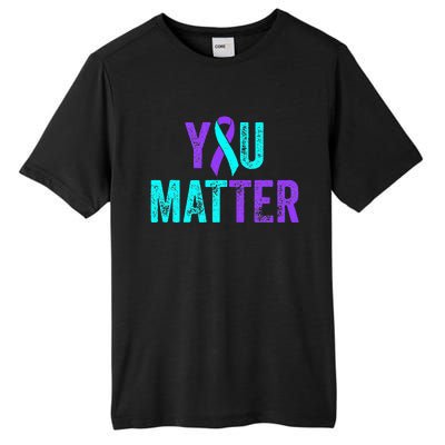 You Matter Suicide Prevention Teal Purple Awareness Ribbon Tall Fusion ChromaSoft Performance T-Shirt