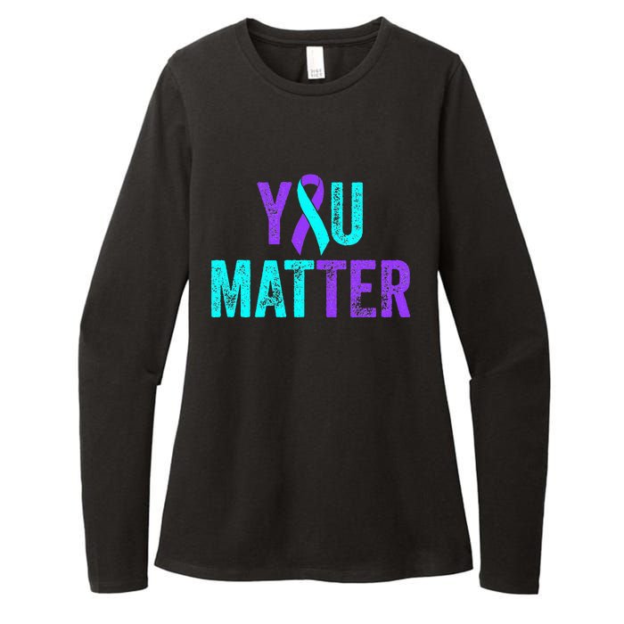 You Matter Suicide Prevention Teal Purple Awareness Ribbon Womens CVC Long Sleeve Shirt