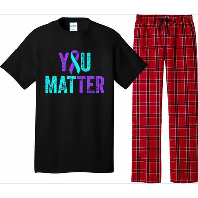 You Matter Suicide Prevention Teal Purple Awareness Ribbon Pajama Set