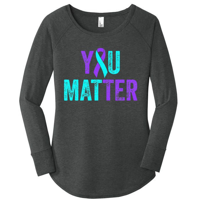 You Matter Suicide Prevention Teal Purple Awareness Ribbon Women's Perfect Tri Tunic Long Sleeve Shirt