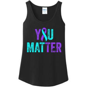 You Matter Suicide Prevention Teal Purple Awareness Ribbon Ladies Essential Tank