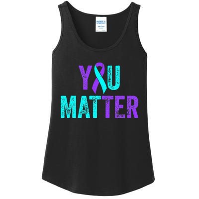 You Matter Suicide Prevention Teal Purple Awareness Ribbon Ladies Essential Tank