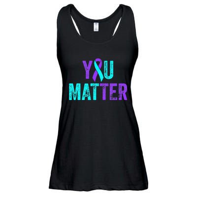 You Matter Suicide Prevention Teal Purple Awareness Ribbon Ladies Essential Flowy Tank