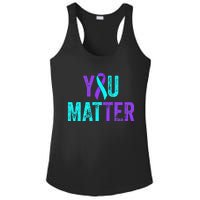 You Matter Suicide Prevention Teal Purple Awareness Ribbon Ladies PosiCharge Competitor Racerback Tank