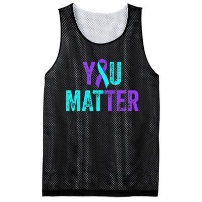 You Matter Suicide Prevention Teal Purple Awareness Ribbon Mesh Reversible Basketball Jersey Tank