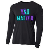 You Matter Suicide Prevention Teal Purple Awareness Ribbon Cooling Performance Long Sleeve Crew