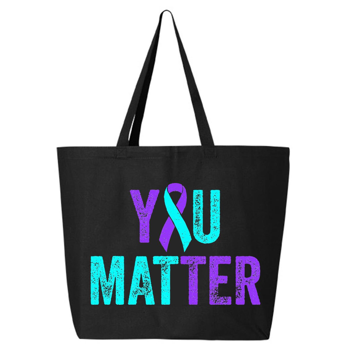 You Matter Suicide Prevention Teal Purple Awareness Ribbon 25L Jumbo Tote