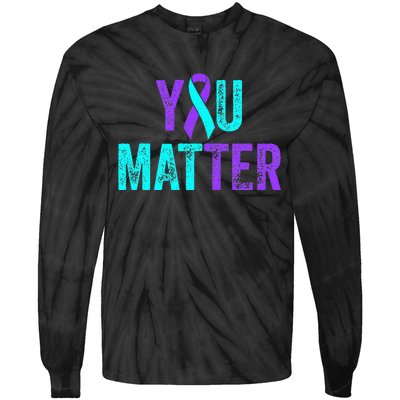 You Matter Suicide Prevention Teal Purple Awareness Ribbon Tie-Dye Long Sleeve Shirt