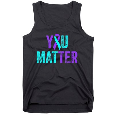 You Matter Suicide Prevention Teal Purple Awareness Ribbon Tank Top