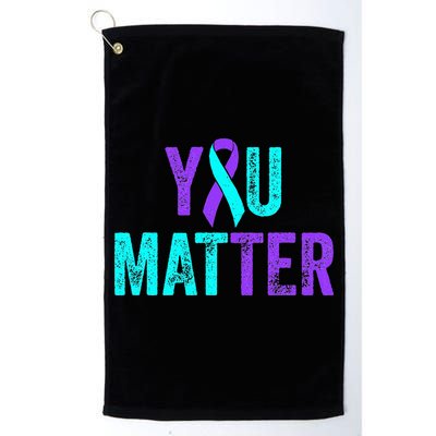 You Matter Suicide Prevention Teal Purple Awareness Ribbon Golf Towel
