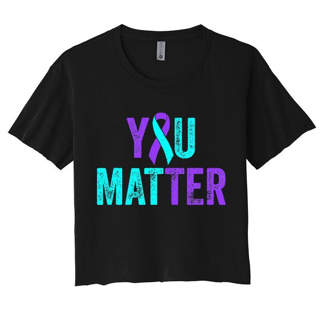 You Matter Suicide Prevention Teal Purple Awareness Ribbon Crop Top