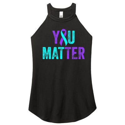 You Matter Suicide Prevention Teal Purple Awareness Ribbon Women's Perfect Tri Rocker Tank