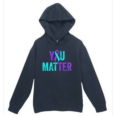 You Matter Suicide Prevention Teal Purple Awareness Ribbon Urban Pullover Hoodie