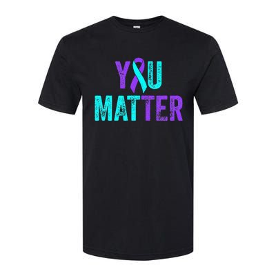 You Matter Suicide Prevention Teal Purple Awareness Ribbon Softstyle CVC T-Shirt