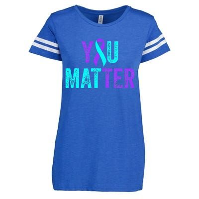 You Matter Suicide Prevention Teal Purple Awareness Ribbon Enza Ladies Jersey Football T-Shirt