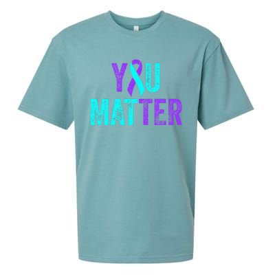 You Matter Suicide Prevention Teal Purple Awareness Ribbon Sueded Cloud Jersey T-Shirt