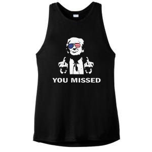 You Missed Shot Republican Pro Trump President 2024 Gift Ladies PosiCharge Tri-Blend Wicking Tank