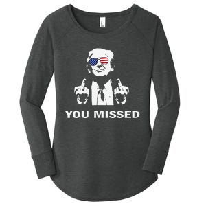 You Missed Shot Republican Pro Trump President 2024 Gift Women's Perfect Tri Tunic Long Sleeve Shirt