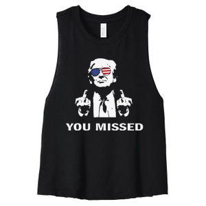 You Missed Shot Republican Pro Trump President 2024 Gift Women's Racerback Cropped Tank