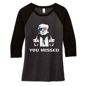 You Missed Shot Republican Pro Trump President 2024 Gift Women's Tri-Blend 3/4-Sleeve Raglan Shirt