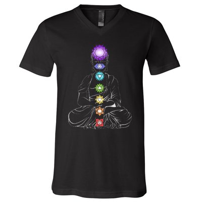 Yoga Meditation Spiritual Body Energy Chakra V-Neck T-Shirt