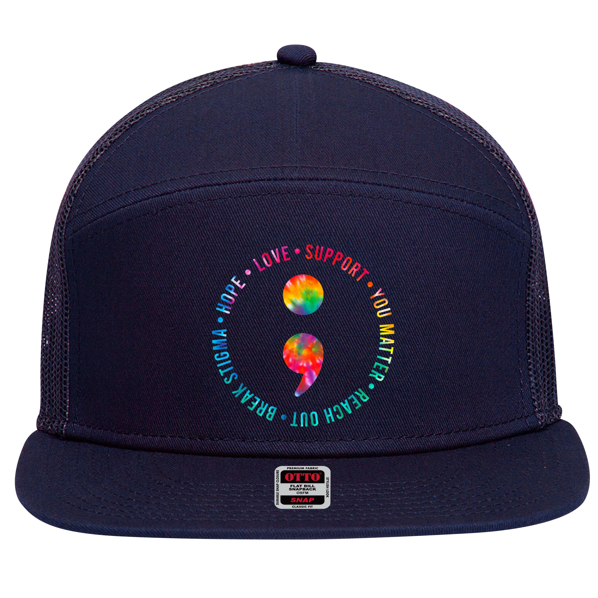 You Matter Semicolon Suicide Prevention Awareness 7 Panel Mesh Trucker Snapback Hat