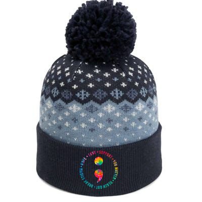 You Matter Semicolon Suicide Prevention Awareness The Baniff Cuffed Pom Beanie