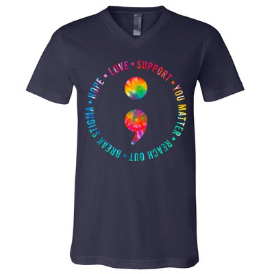 You Matter Semicolon Suicide Prevention Awareness V-Neck T-Shirt
