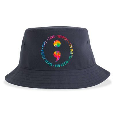 You Matter Semicolon Suicide Prevention Awareness Sustainable Bucket Hat