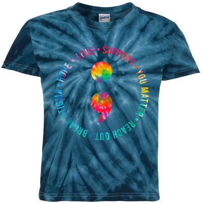 You Matter Semicolon Suicide Prevention Awareness Kids Tie-Dye T-Shirt