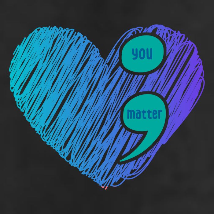 You Matter Semi Colon Heart Suicide Awareness Prevention 7 Panel Mesh Trucker Snapback Hat