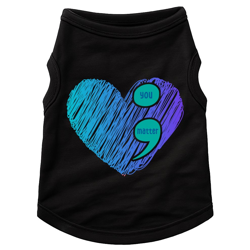 You Matter Semi Colon Heart Suicide Awareness Prevention Doggie Tank