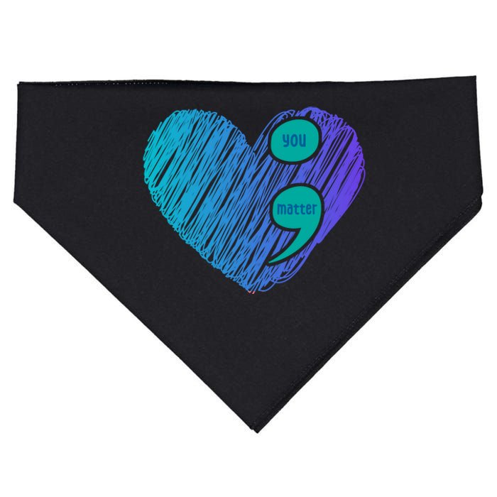 You Matter Semi Colon Heart Suicide Awareness Prevention USA-Made Doggie Bandana