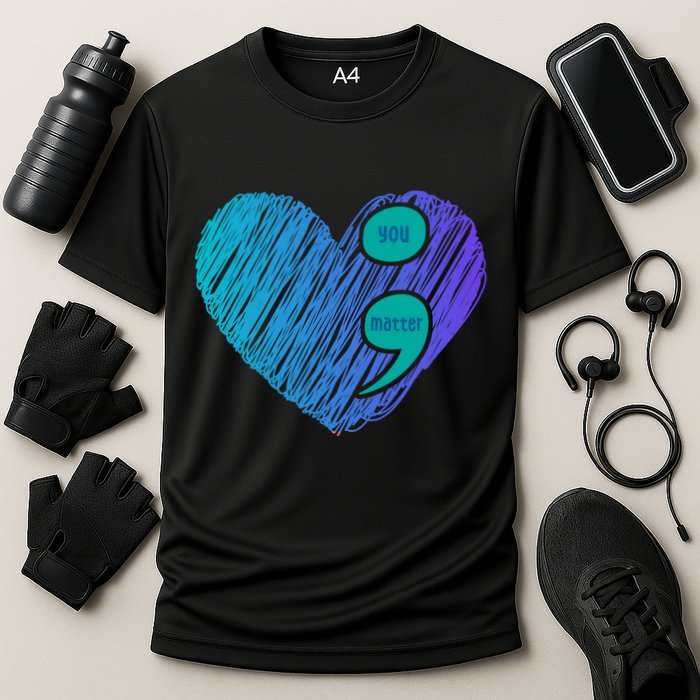 You Matter Semi Colon Heart Suicide Awareness Prevention Cooling Performance Crew T-Shirt