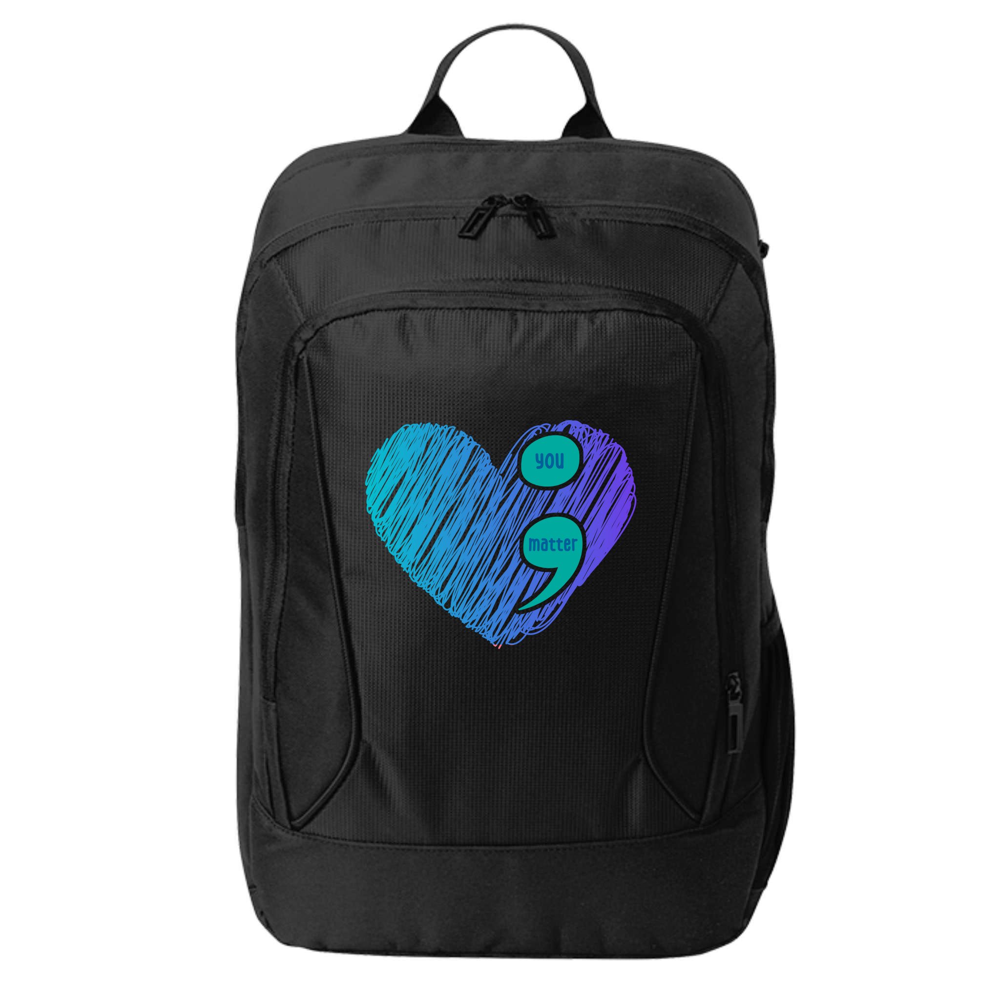 You Matter Semi Colon Heart Suicide Awareness Prevention City Backpack